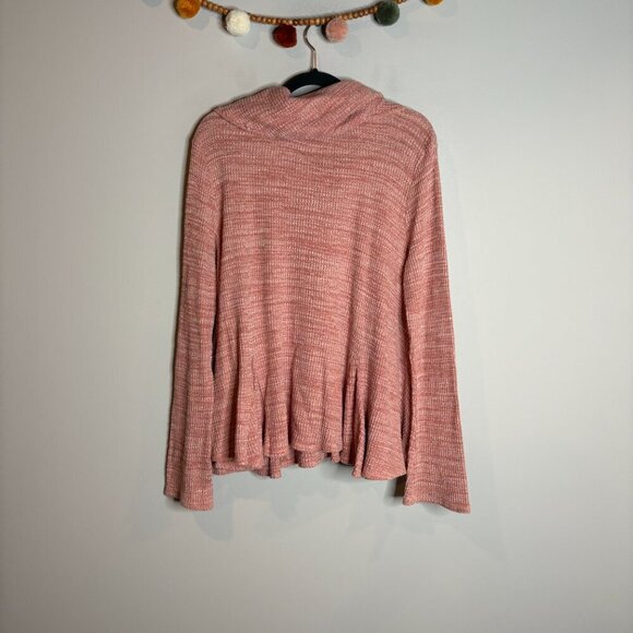 Anthropologie Postcard pink waffle thermal print Maurisa cowl neck top - Picture 6 of 6